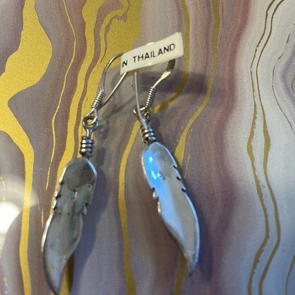 NWT Vintage Sterling Silver Feather Earrings - Picture 4 of 4